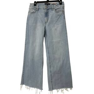 BCBGeneration High Rise Wide Leg Ankle Crop Denim Frayed Jeans 9/29 Stretch